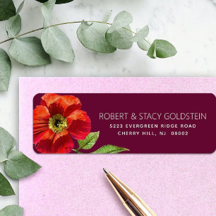 Bat Mitzvah Burgundy Floral Modern Return Address
