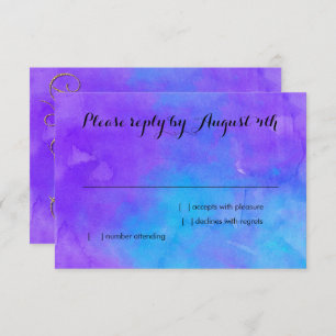 Bat Mitzvah Butterfly Purple and Turquoise Painted RSVP Card