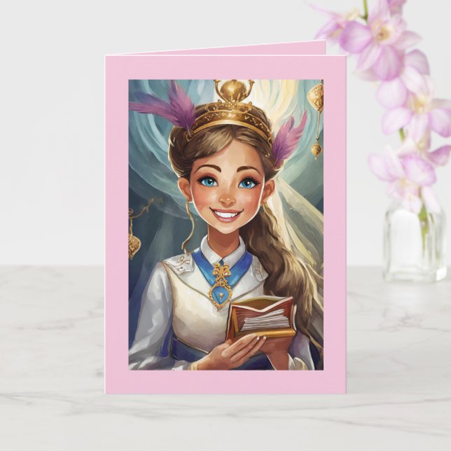 Bat Mitzvah Card 5" x 7" Folded Greeting Card (Orchid)