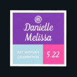 Bat Mitzvah Colour Block Personalised Napkins<br><div class="desc">Colourful and fun! Personalise using the template form.</div>
