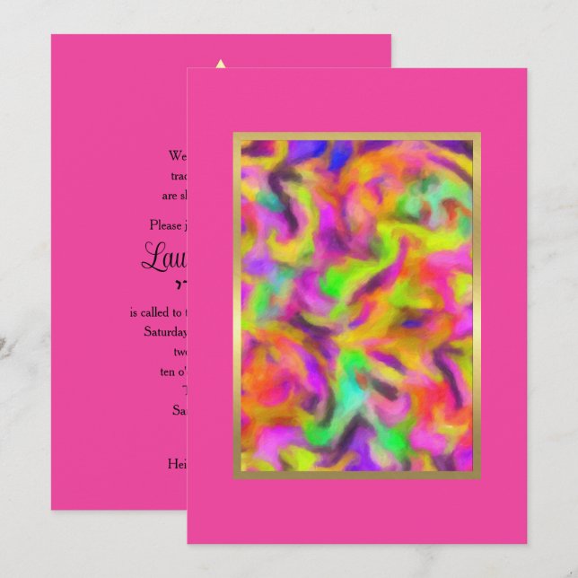 Bat Mitzvah Colourful Abstract Watercolor Any Colo Invitation (Front/Back)