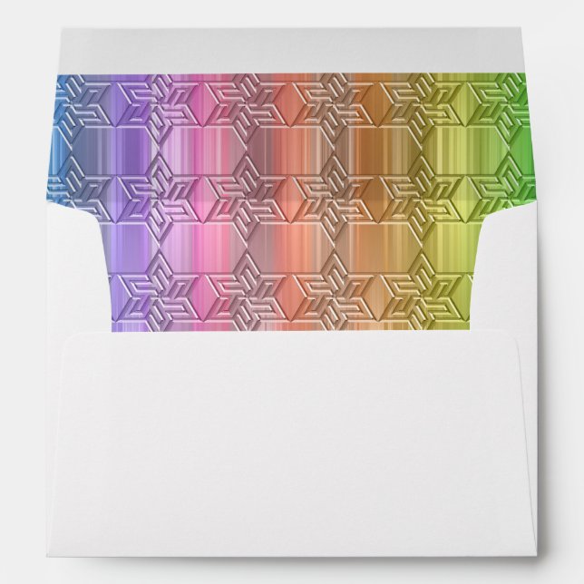 Bat Mitzvah Colourful Rainbow Star Damask Envelopes (Back (Bottom))