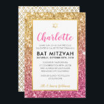 BAT MITZVAH cool luxe pink gold glitter invite<br><div class="desc">by kat massard >>> kat@simplysweetPAPERIE.com <<< - - - - - - - - - - - - - - - - - - - - - - - - - - - - - - - - - - - - - - - - - - - CONTACT ME...</div>