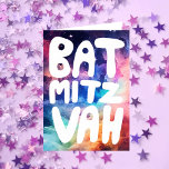 BAT MITZVAH Customisable Rainbow Galaxy Congrats Card<br><div class="desc">Hand drawn text by me for you with a colourful rainbow background. Add your own text to the inside of the card. For more designs and colours check my shop! Or let me know if you'd like something custom. I also have matching wrapping paper and of course both Bar and...</div>