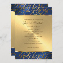 Bat Mitzvah Elegant Blue and Gold Filigree