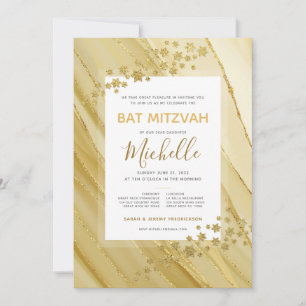 Bat Mitzvah Elegant Gold Glitter Invitation