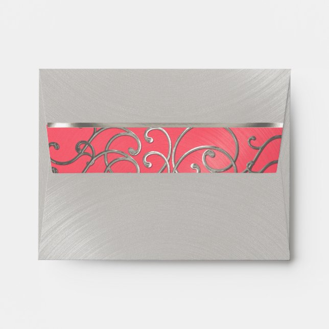 Bat Mitzvah Elegant Pink and Silver Filigree Envelopes (Back (Top Flap))