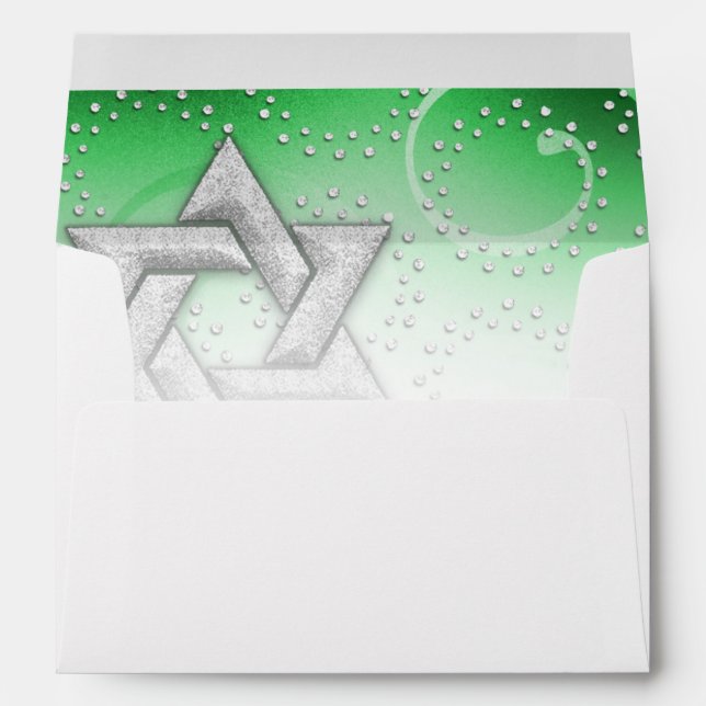 Bat Mitzvah Emerald Shimmer Star of David Envelope (Back (Bottom))