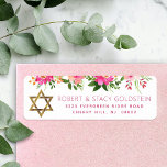 Bat Mitzvah Floral Pink Gold Girly Return Address<br><div class="desc">Be proud, rejoice and celebrate this milestone of your favourite Bat Mitzvah whenever you use this sophisticated, personalised return address label! A chic, stunning, peach pink floral watercolor, faux gold foil Star of David and modern dusty rose sans serif type overlay a white background. Personalise the custom text with your...</div>