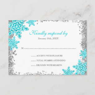 Bat Mitzvah Glam Winter Wonderland Teal RSVP Card