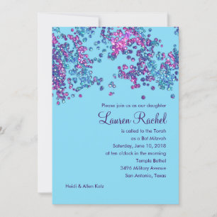 Bat Mitzvah Glittery Confetti Design Invitation