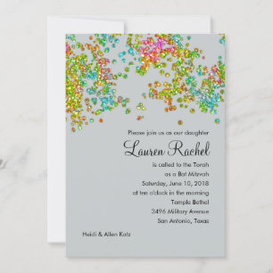 Bat Mitzvah Glittery Confetti Design Invitation