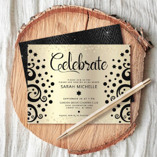 Bat Mitzvah Gold Foil Black Tree of Life Script  Enclosure Card