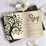 Bat Mitzvah Gold Foil Black Tree of Life Script  RSVP Card<br><div class="desc">Be proud, rejoice and showcase this milestone of your favourite Bat Mitzvah! Include this stunning, sophisticated, personalised RSVP insert card for your event. A graphic black tree with Star of David and dot “leaves” and black calligraphy script, overlay a sparkly, faux gold glitter dots and foil ombre background. A faux...</div>