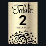 Bat Mitzvah Gold Foil Tree of Life Black Script Table Number<br><div class="desc">No Bat Mitzvah party is complete without personalised table number cards. Let your favourite Bat Mitzvah be proud, rejoice and celebrate her milestone at her perfectly coordinated party. This sophisticated, chic, stunning, abstract graphic black tree with sparkly Star of David and dot “leaves”, along with black calligraphy script, overlays a...</div>