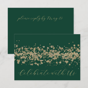 Bat Mitzvah Gold Glitter Border Any Colour RSVP Invitation