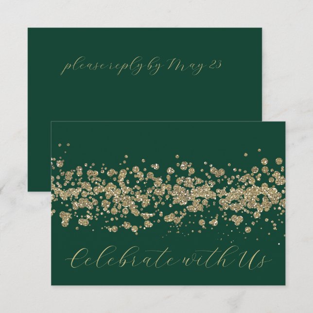 Bat Mitzvah Gold Glitter Border Any Colour RSVP Invitation (Front/Back)