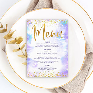 Bat Mitzvah Gold Glitter Foil Purple Watercolor  Menu