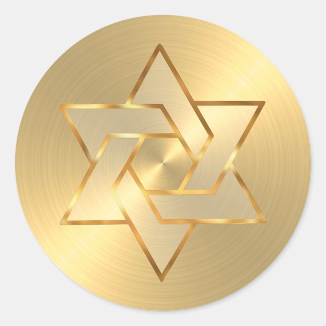 Bat Mitzvah Gold Star of David Classic Round Sticker (Front)