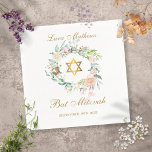 Bat Mitzvah Gold Star of David Floral Napkin<br><div class="desc">Featuring a delicate watercolor floral garland,  this chic Bat Mitzvah napkin can be personalised with your special event details.  Designed by Thisisnotme©</div>