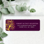 Bat Mitzvah Gold Tree Life Burgundy Return Address<br><div class="desc">Be proud, rejoice and showcase this milestone of your favourite Bat Mitzvah with this fun, sophisticated, personalised return address label! A stunning, graphic faux gold foil tree with sparkly pink, orange, and red Star of David and dot “leaves” overlays a rich purple burgundy background. Personalise the custom text with your...</div>
