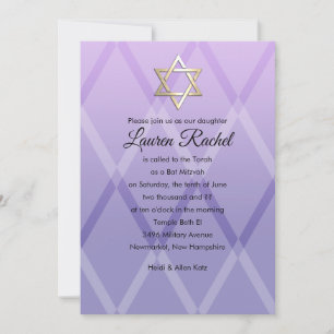 Bat Mitzvah Harlequin Purple Lavender Invitation