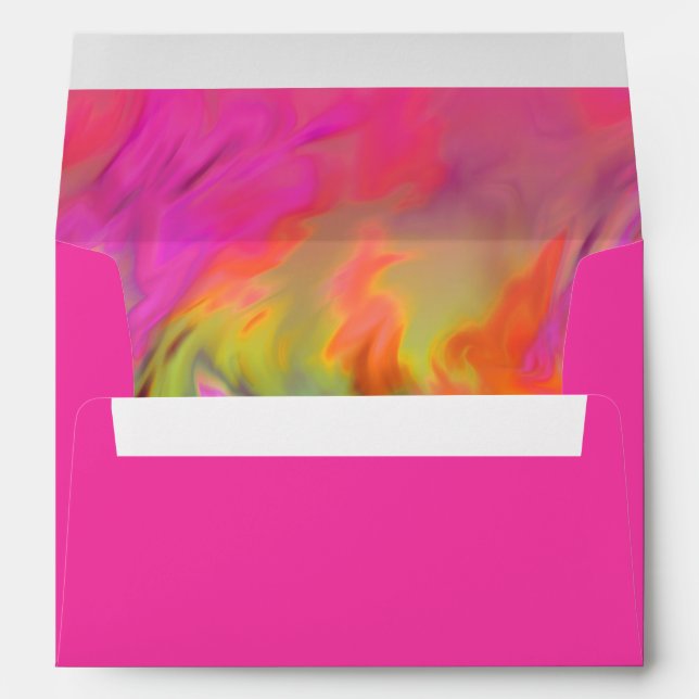 Bat Mitzvah Hot Pink and Green Tie Dye Envelope (Back (Bottom))