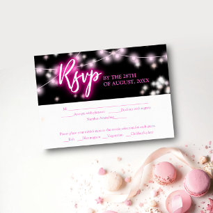 Bat Mitzvah Hot Pink Neon Themed RSVP Enclosure Card
