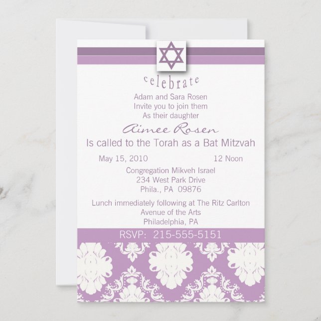 Bat Mitzvah Invitation (Front)