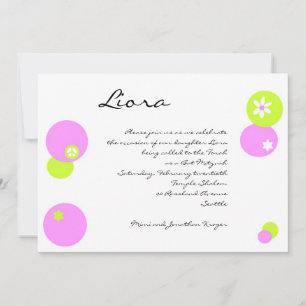 Bat Mitzvah Invitation CIrcles Pink Green
