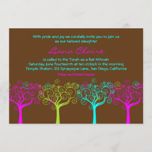 Bat Mitzvah Invitation Liana Claire Chocolate Pink