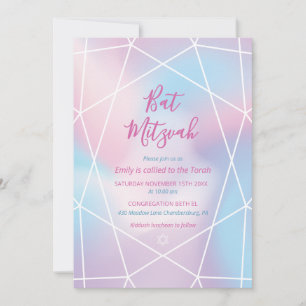 Bat Mitzvah Invitation Pastel Jewel