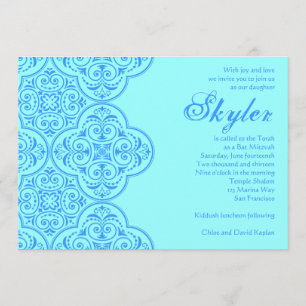 Bat Mitzvah Invitation Skyler Blue Vintage