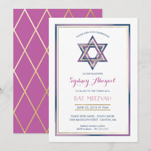 Bat Mitzvah Invitation - Star of David w/ Gold