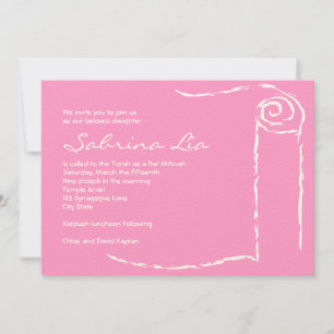 Bat Mitzvah Invitation Torah Scroll Jewish F9C