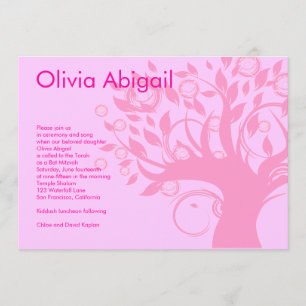 Bat Mitzvah Invitation Tree of Life Pink Sweet 16
