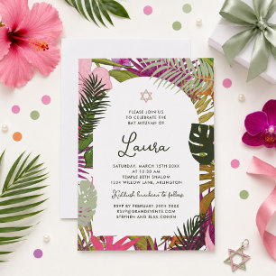 Bat Mitzvah Invitation Tropical Floral