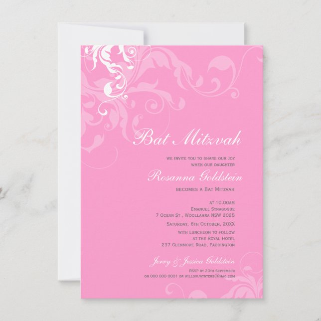 BAT MITZVAH INVITES :: bella 1P (Front)
