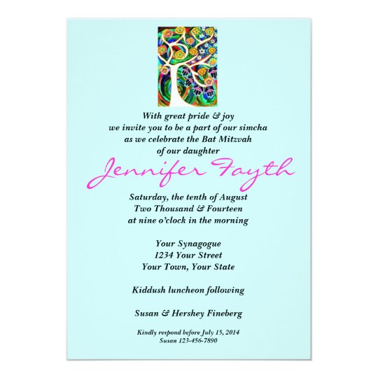 Bat Mitzvah - Judaica Hamsa Ivory Tree Of Life Card