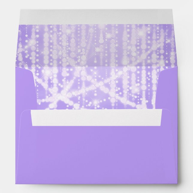 Bat Mitzvah Lavender Purple Sparkly Lights Envelopes (Back (Bottom))