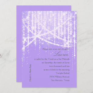 Bat Mitzvah Lavender Purple Sparkly Lights Invitation