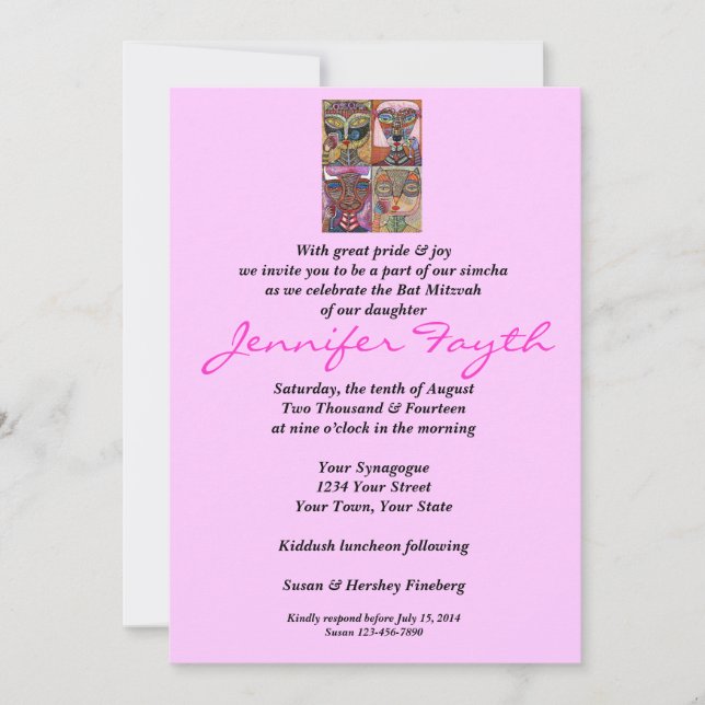 Bat Mitzvah - L'Chaim To Life! Invitation (Front)