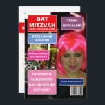 Bat Mitzvah Magazine Cover Invitation<br><div class="desc">Cool magazine themed bat mitzvah party invitation customisable to your event specifics.</div>