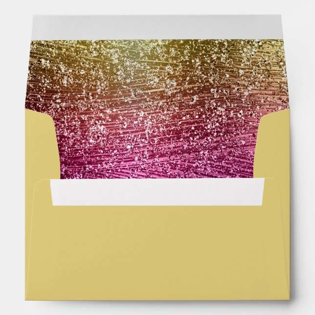 Bat Mitzvah Magenta Pink and Gold Glittery Envelopes (Back (Bottom))
