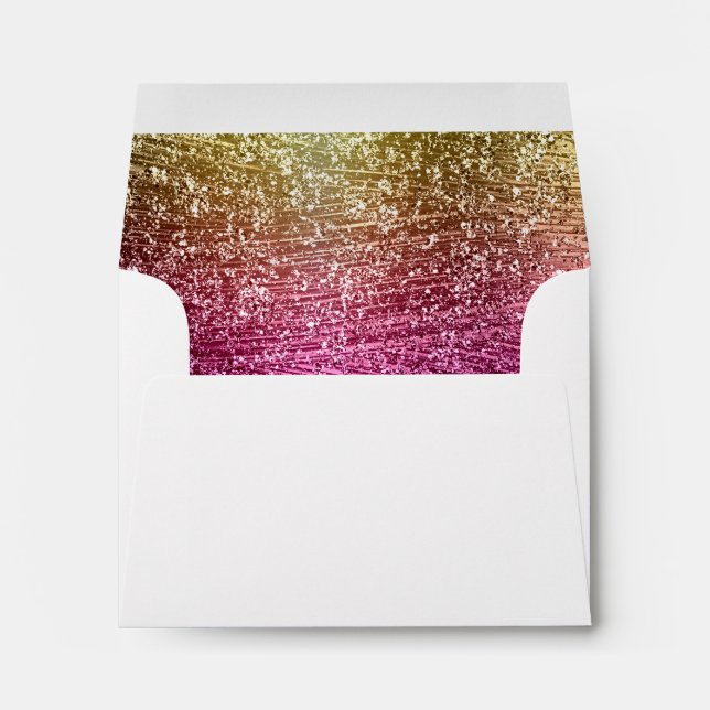 Bat Mitzvah Magenta Pink and Gold Glittery Envelopes (Back (Bottom))