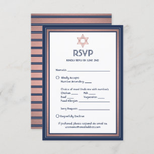 Bat Mitzvah Meal Options Song Request Blue & Pink RSVP Card