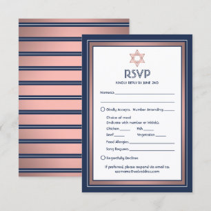 Bat Mitzvah Meal Options Song Request Blue & Pink RSVP Card