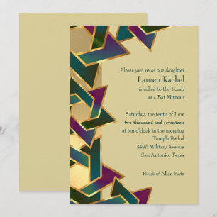 Bat Mitzvah Metallic Look Star of David Invitation