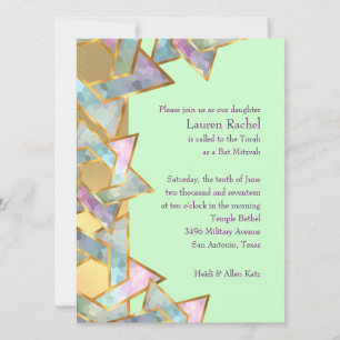 Bat Mitzvah Metallic Look Star of David Invitation