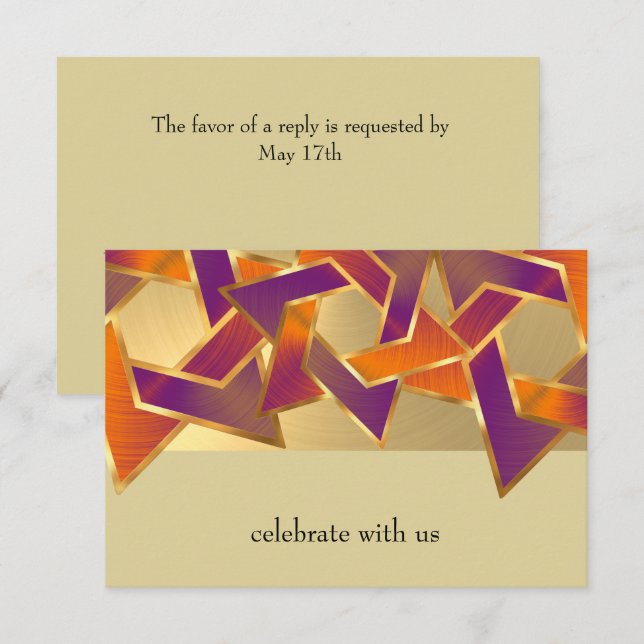 Bat Mitzvah Metallic Look Star of David RSVP Invitation (Front/Back)